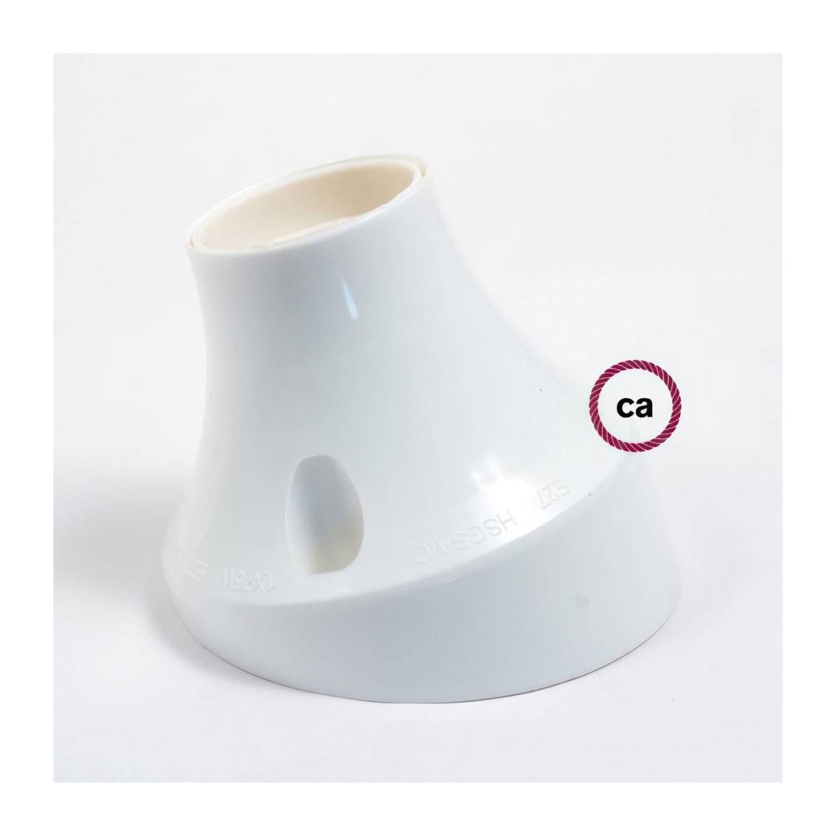 45° lamphållare i termoplast för vägg eller tak vit