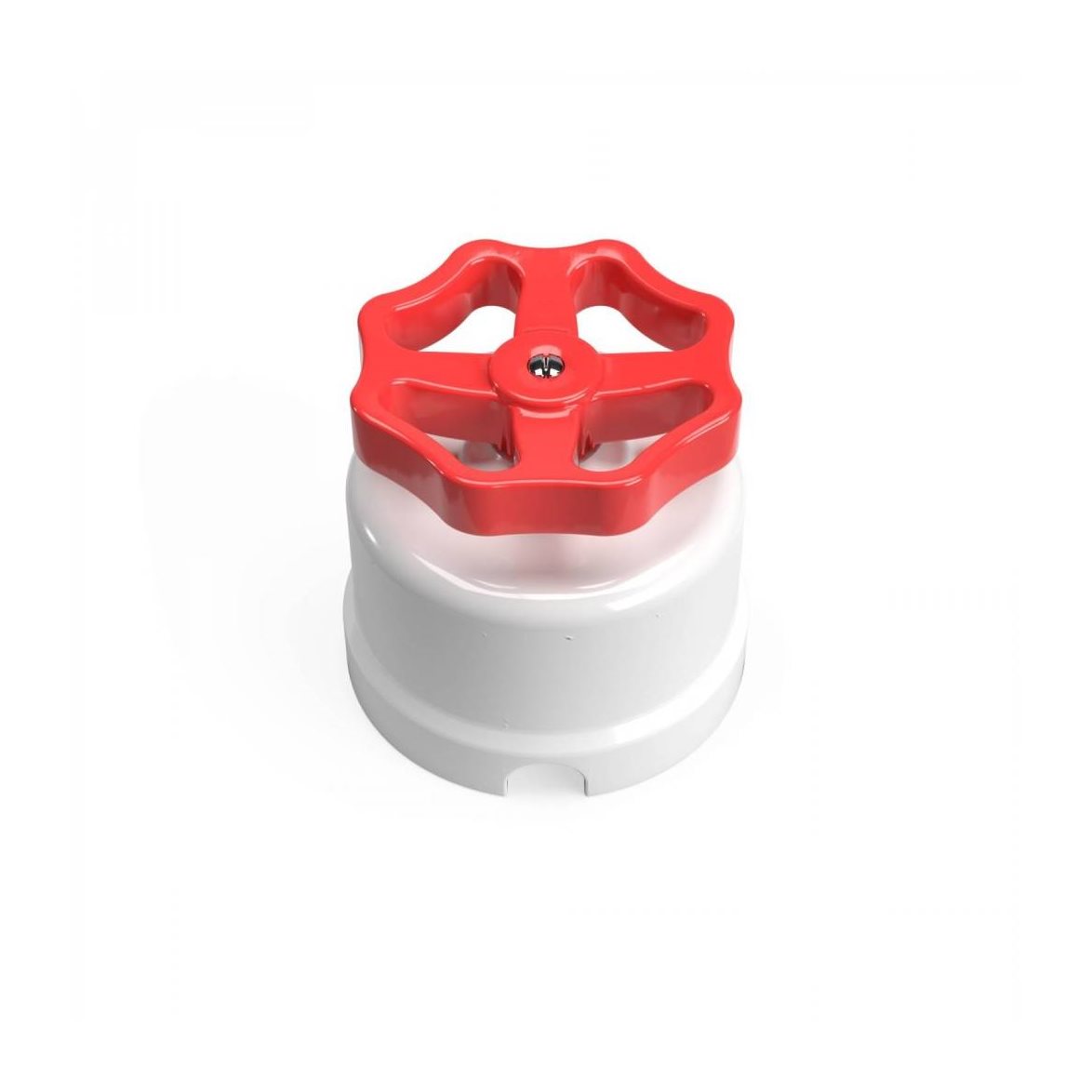 Vridströmbryare/omkopplare i vitt porslin med vred röd