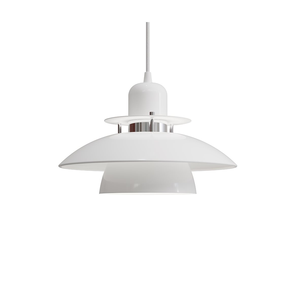 Belid Primus IV pendel Glossy vit/chrome D280 | Inomhusbelysning - Taklampor - Taklampor hängande | Lampspecialisterna