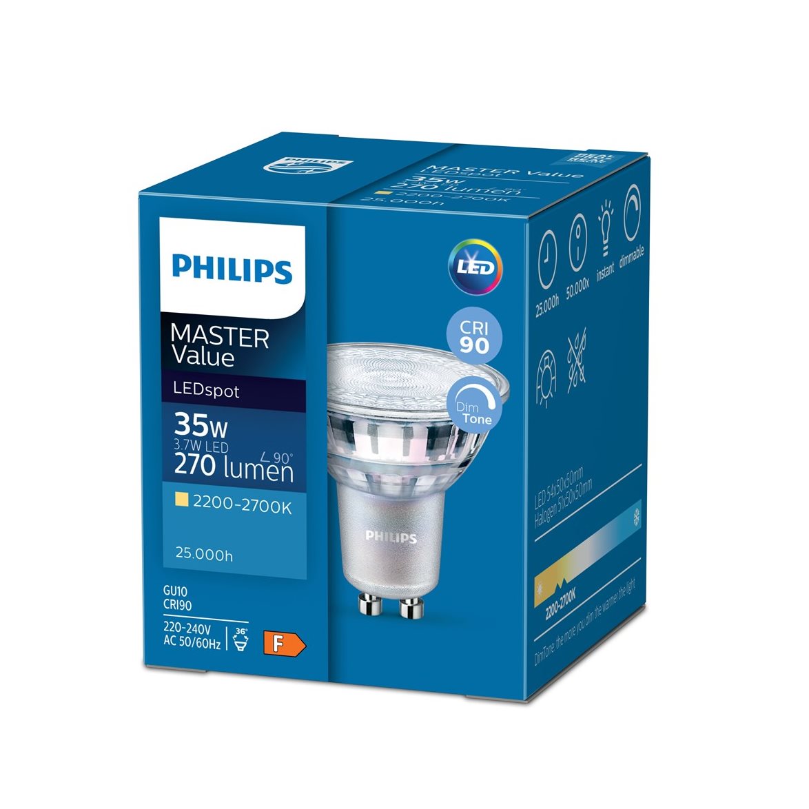 LED-spot Master value 3,7W(35W) GU10 dim to warm