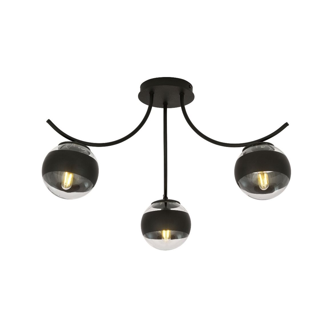 BOSTON 3 Taklampa, Svart/Transparent/svart