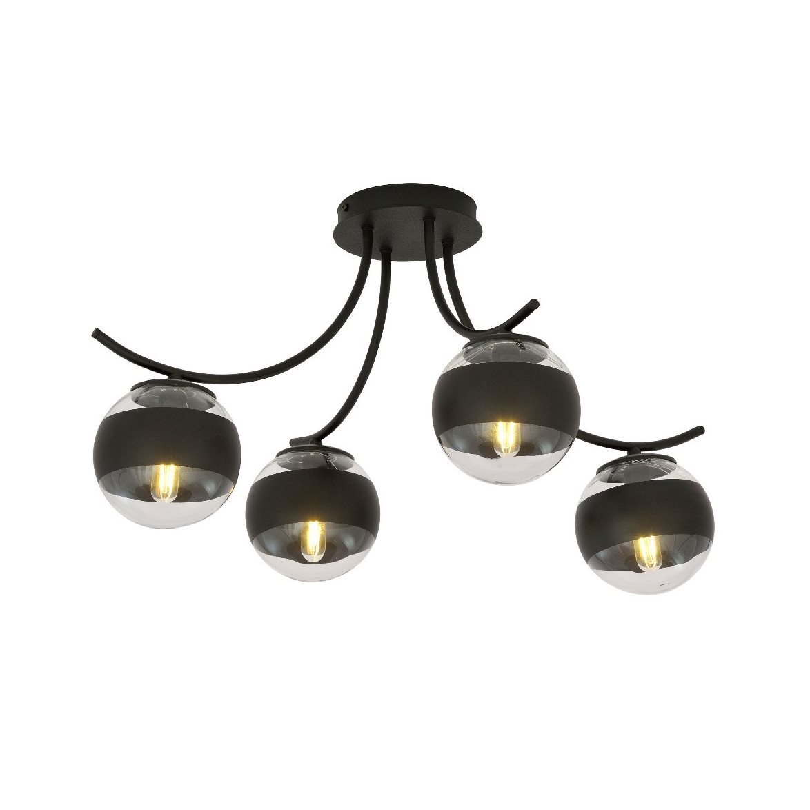 BOSTON 4 Taklampa, Svart/Transparent/svart