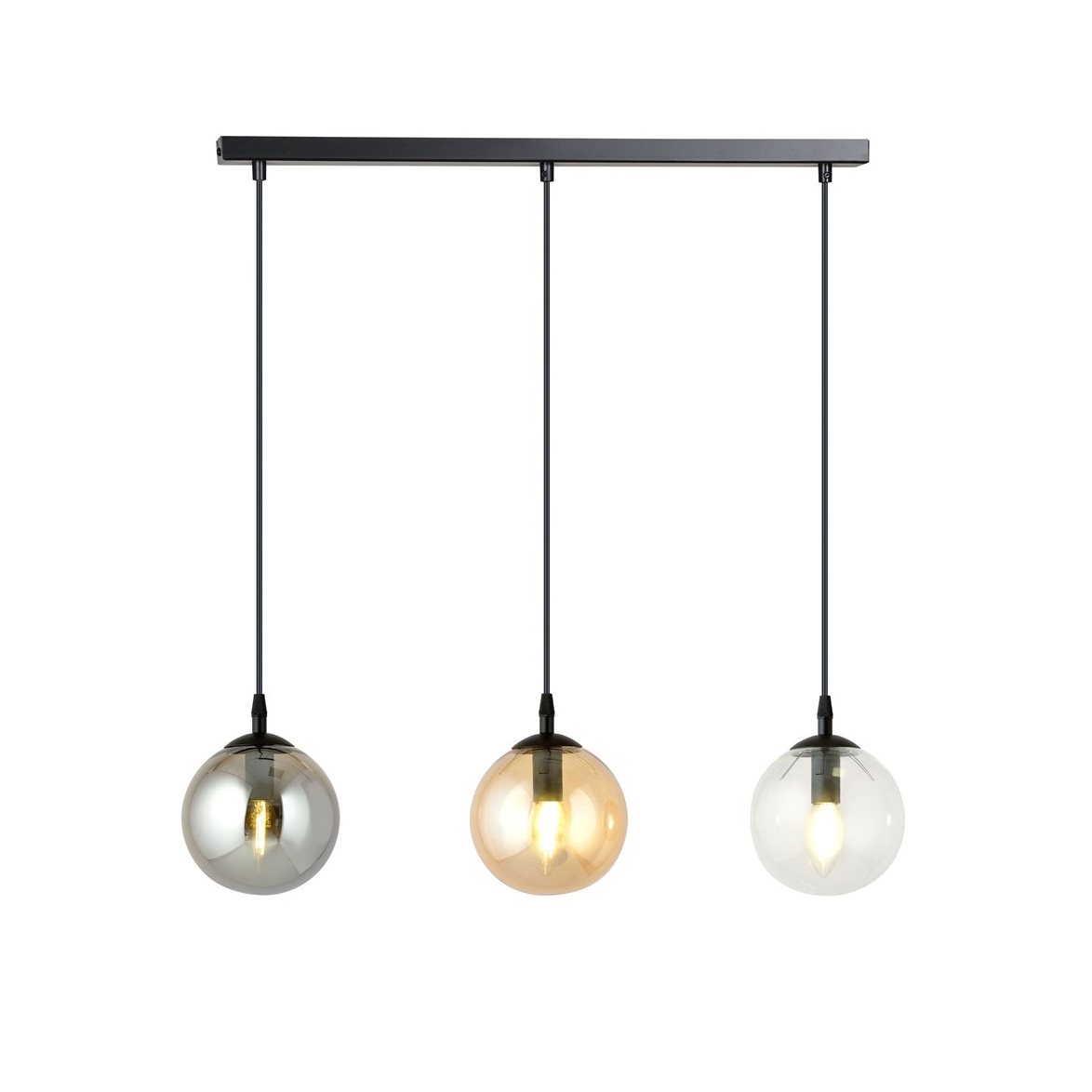 COSMO 3 Taklampa, Svart/Transparent/Grafit/Amber