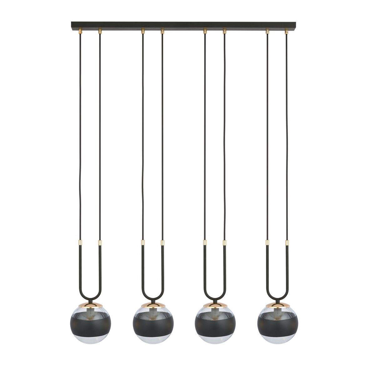 GLAM 4 Taklampa, Svart/Transparent/svart