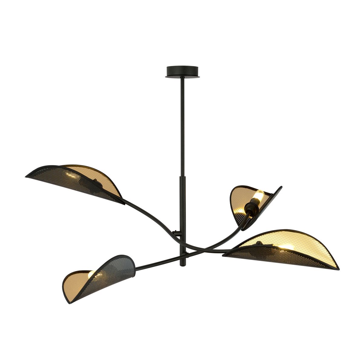LOTUS 4 Taklampa, Svart/Svart/Guld