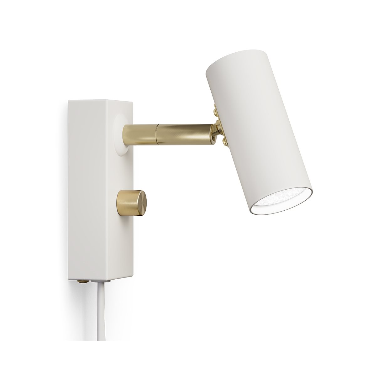 Belid Cato vägglampa flatvit / mässing single | Inomhusbelysning - Sovrumsbelysning - Sänglampor vägg | Lampspecialisterna