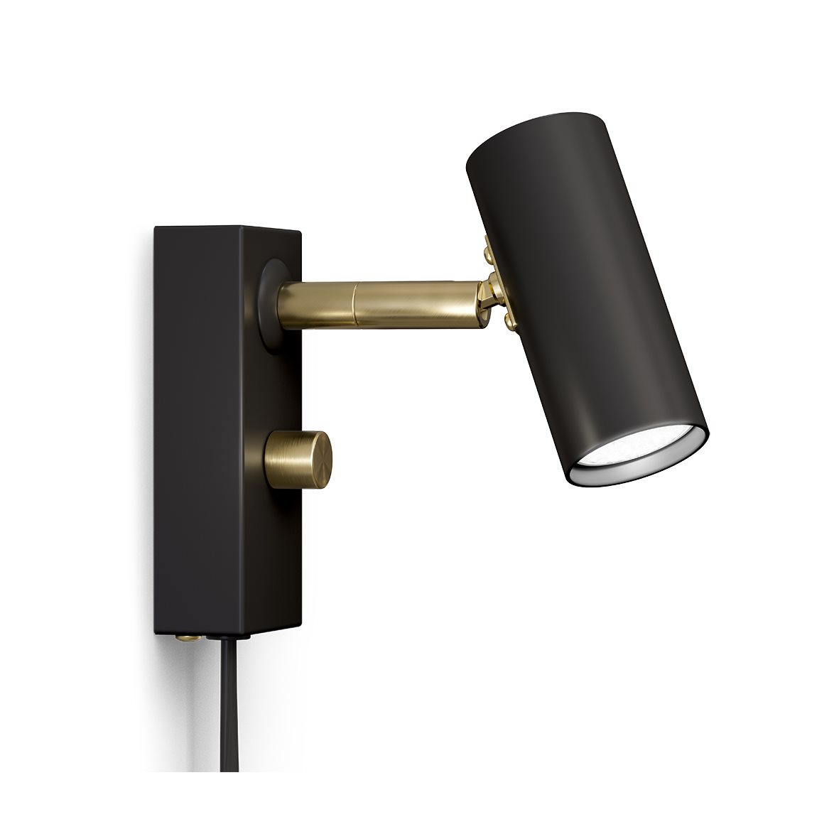 Belid Cato vägglampa flat svart/mässing single | Inomhusbelysning - Sovrumsbelysning - Sänglampor vägg | Lampspecialisterna