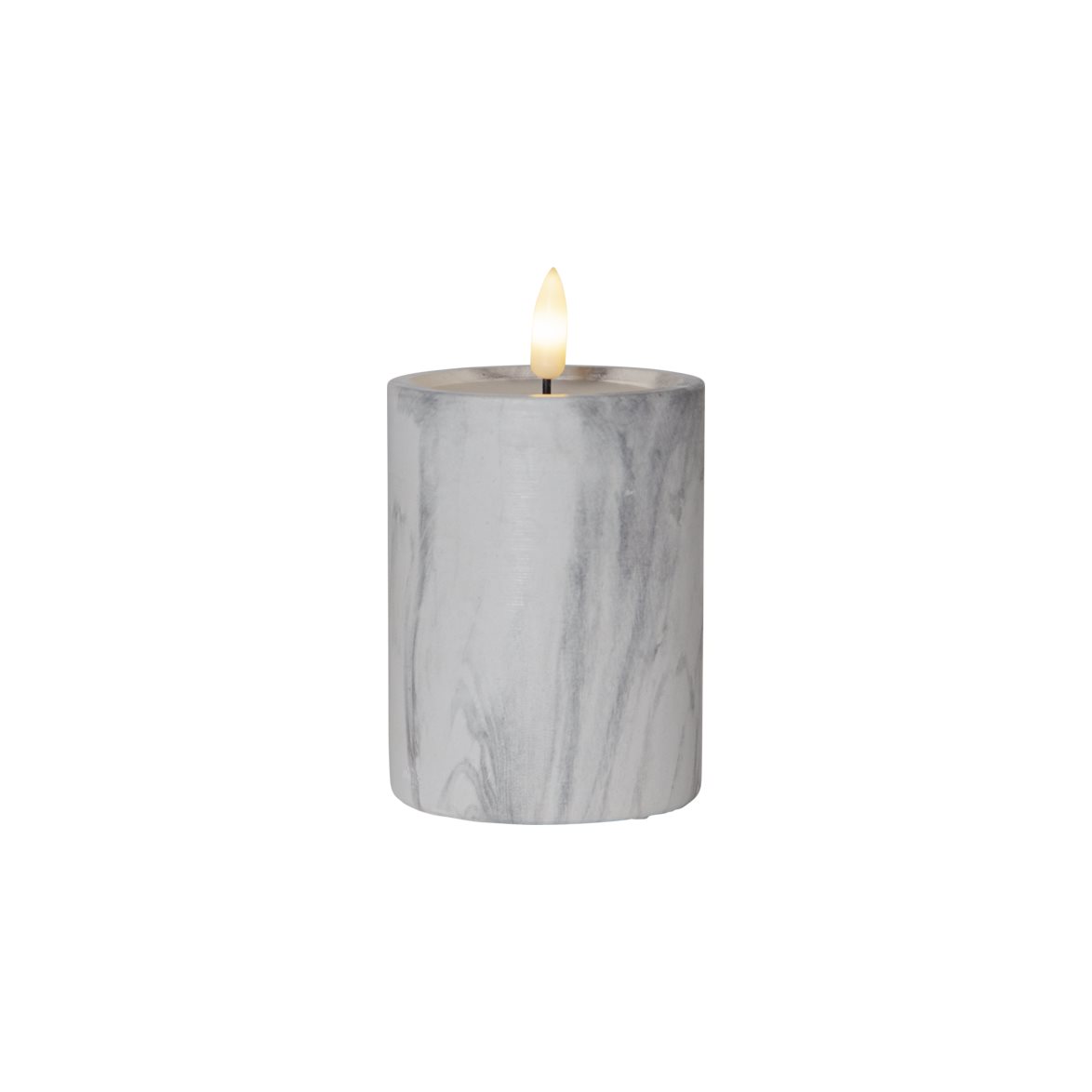 Star Trading LED Blockljus Flamme Marble Grå 12,5cm | Övrigt - Inredning - Batteriljus LED | Lampspecialisterna