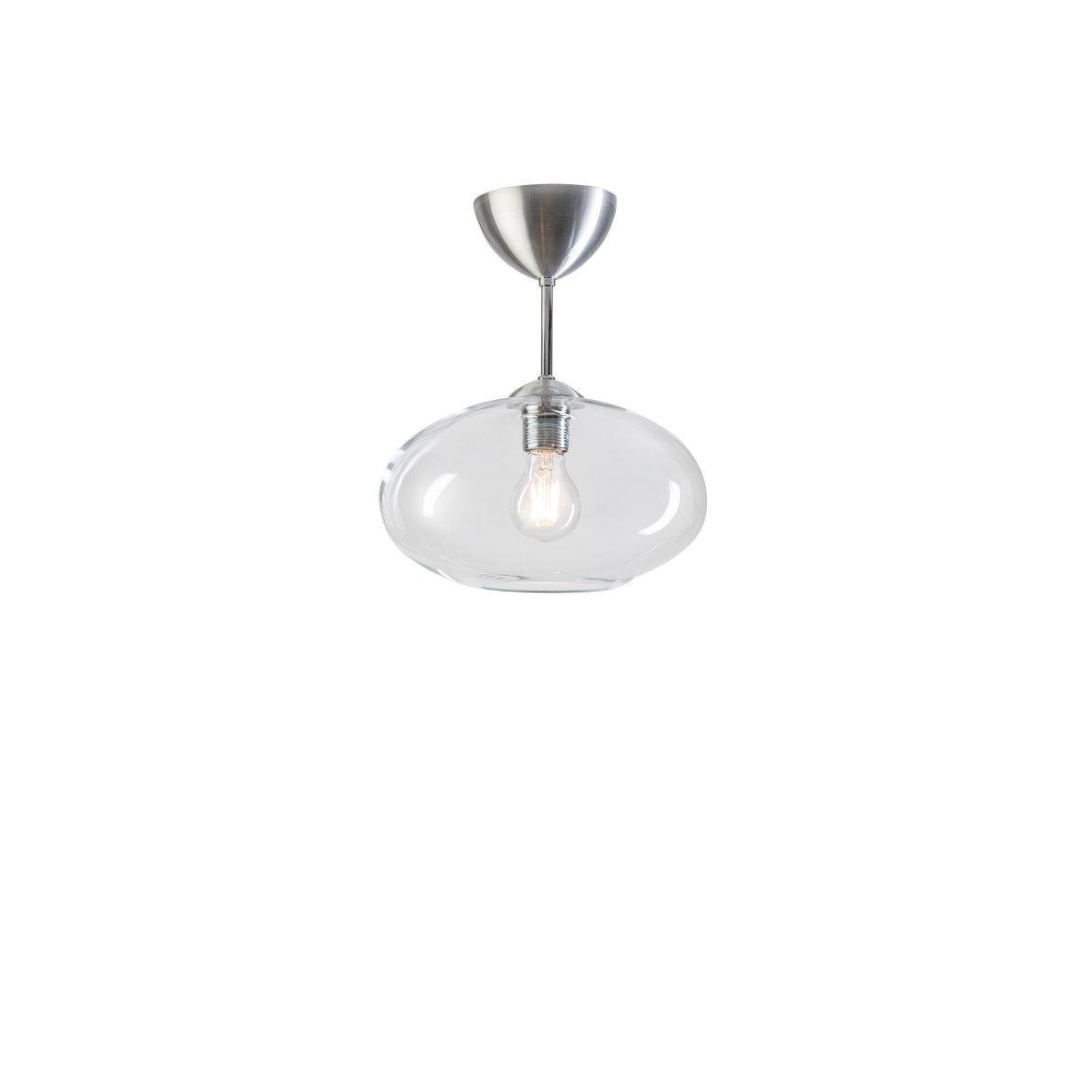 Bullo plafond m.stång, aluminium/klarglas 27cm