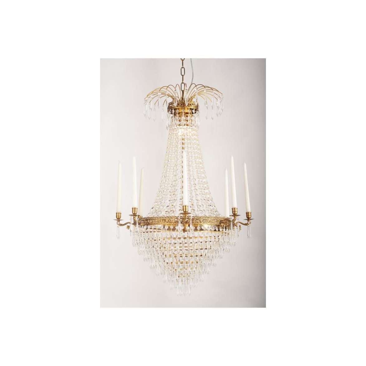 Kristallkrona Empire Classic Ny 8-Arm Stor Borstad Mässing 66cm