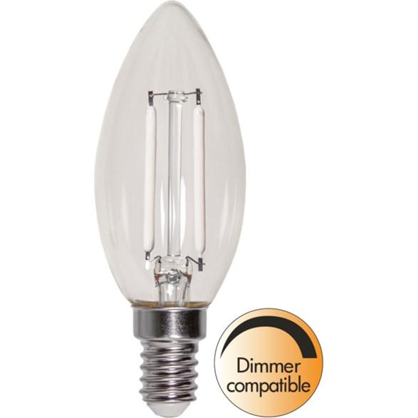 LED-lampa E14 kronljus, 2W(25W) vitt filament, dimbar