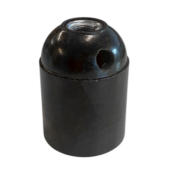 Lamphållare E27 bakelit svart slät, ojordad