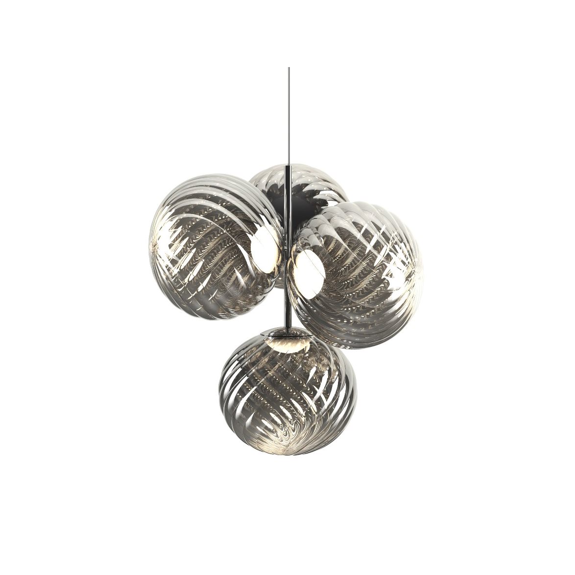 Tom Dixon Whirl Chandelier Small Silver LED CB | Inomhusbelysning - Taklampor - Taklampor hängande | Lampspecialisterna