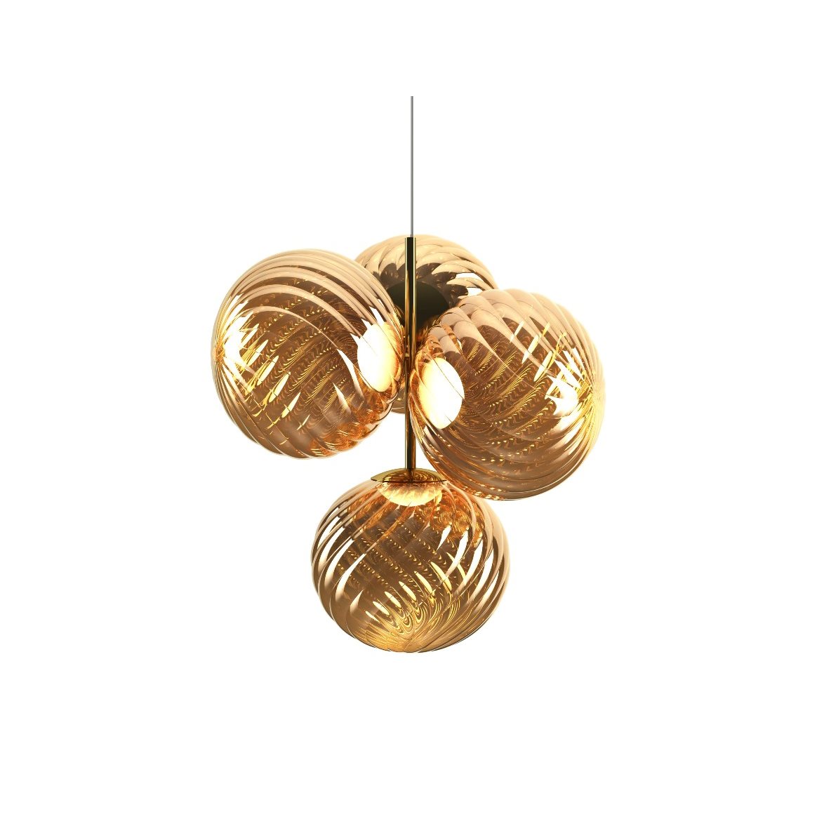 Tom Dixon Whirl Chandelier Small Gold LED CB | Inomhusbelysning - Taklampor - Taklampor hängande | Lampspecialisterna