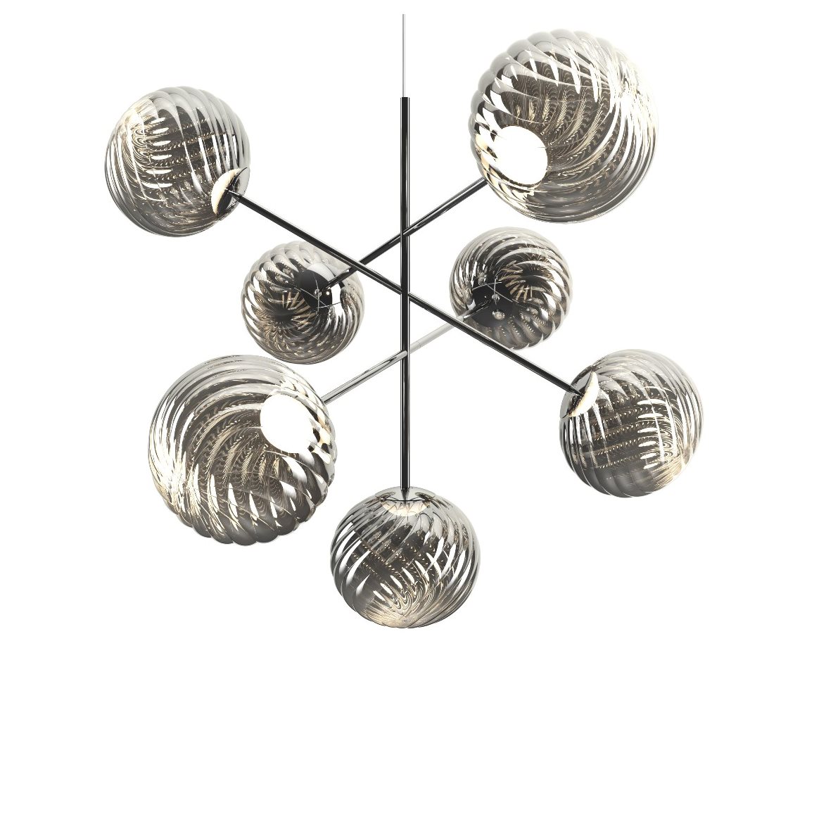 Tom Dixon Whirl Chandelier Large Silver LED CB | Inomhusbelysning - Taklampor - Taklampor hängande | Lampspecialisterna