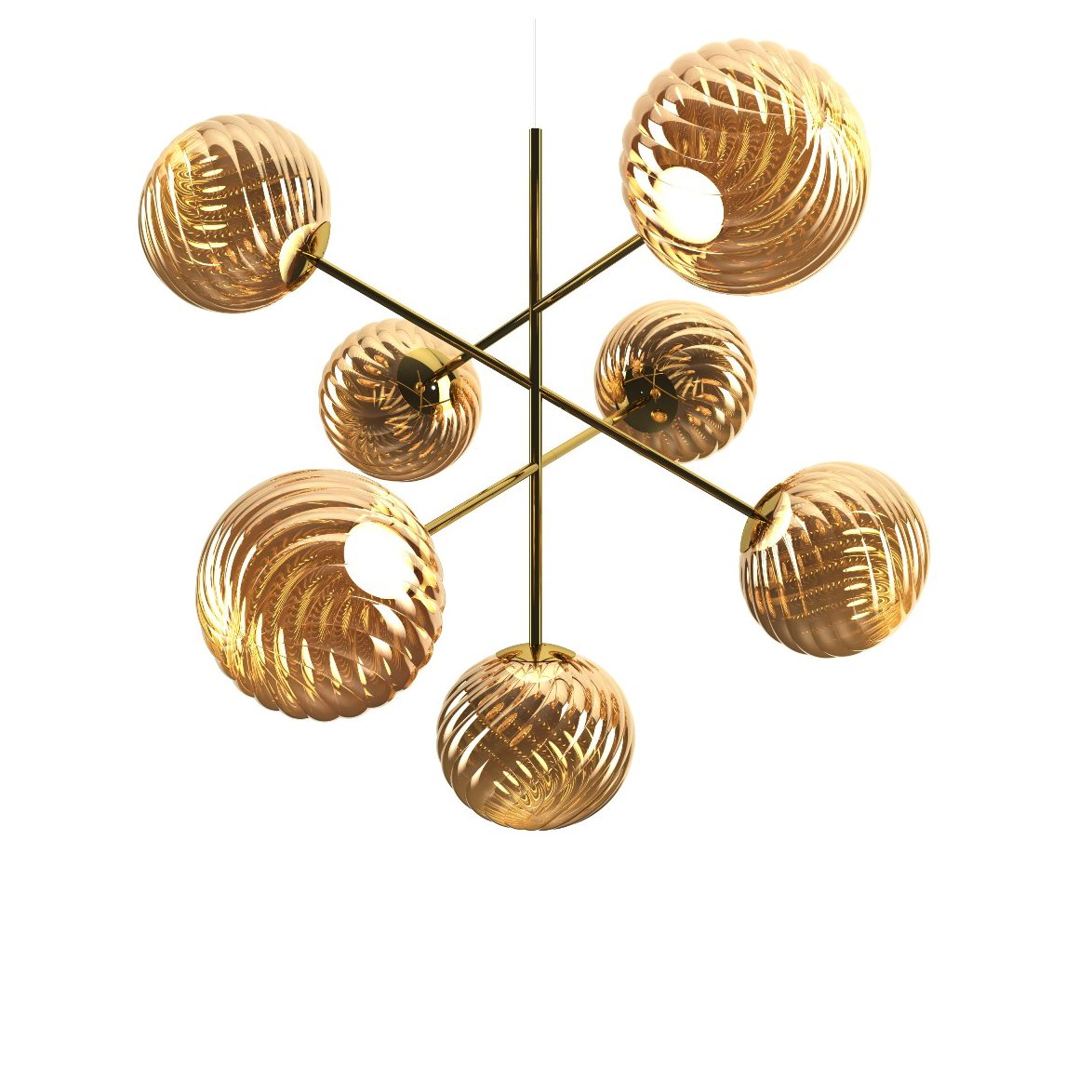 Tom Dixon Whirl Chandelier Large Gold LED CB | Inomhusbelysning - Taklampor - Taklampor hängande | Lampspecialisterna