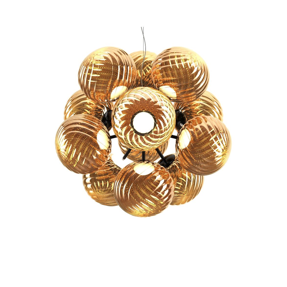 Tom Dixon Whirl Burst Chandelier Gold LED CB | Inomhusbelysning - Taklampor - Taklampor hängande | Lampspecialisterna