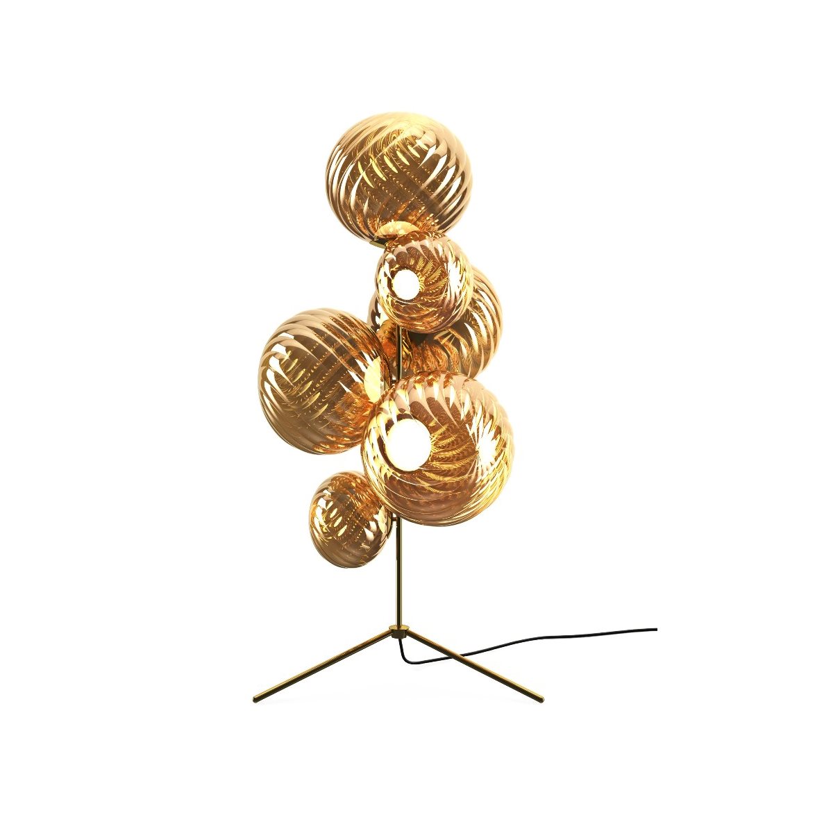 Tom Dixon Whirl Floor Chandelier Gold LED UN | Inomhusbelysning - Golvlampor - Golvlampor Interiör | Lampspecialisterna