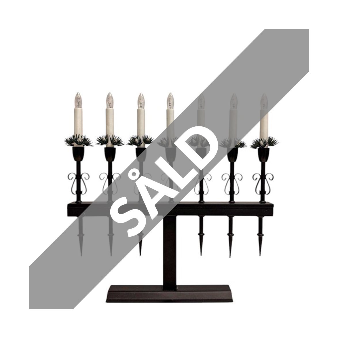 Vintage by Bright 1-2-3 Elljusstake Svart Metall 7arm, 38 cm