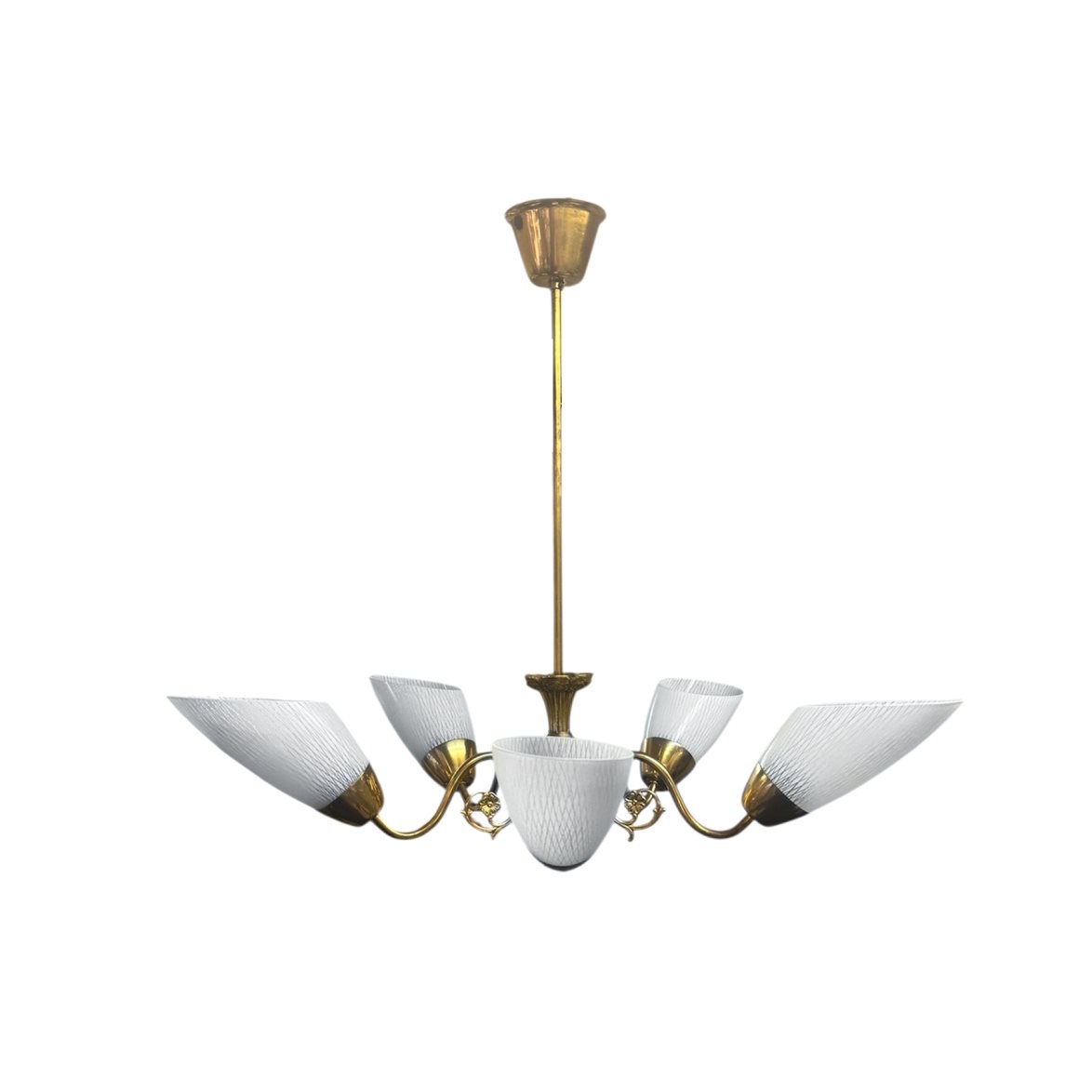 Vintage by Bright 1-2-3 Taklampa Aurora 5-arm, mässing/vit