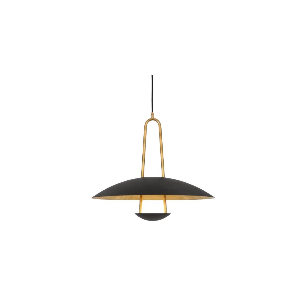 Satellit taklampa, svart/råmässing 40cm