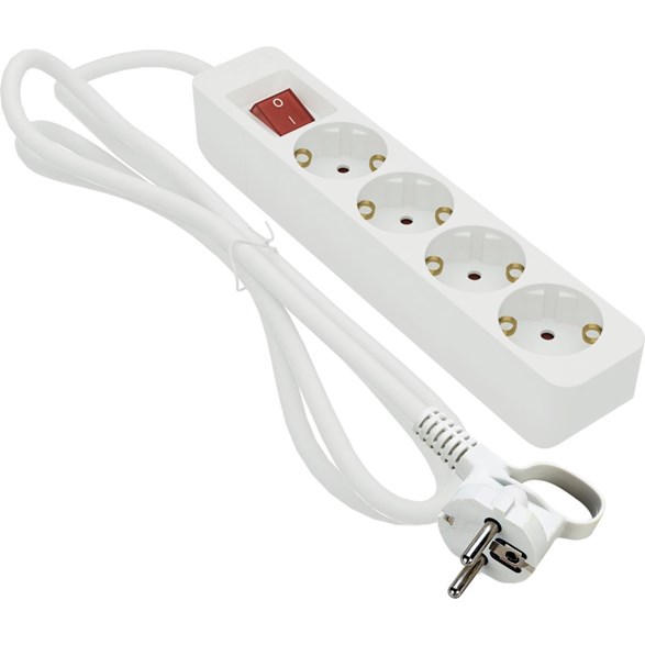 Grenuttag 4 med brytare vit 1m