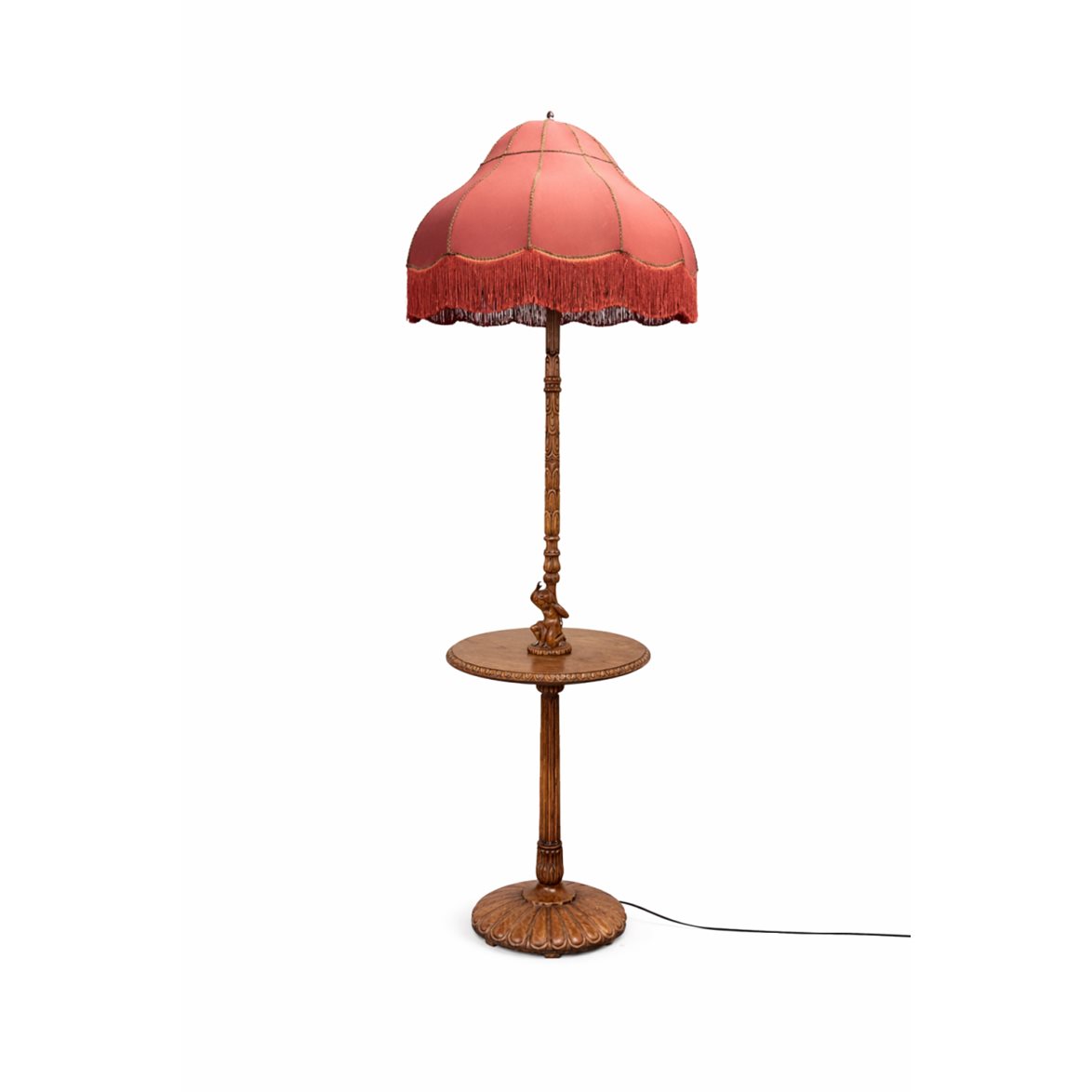 Vintage by Bright 1-2-3 Bordeaux Golvlampa &ndash; Fransad Sk&auml;rm