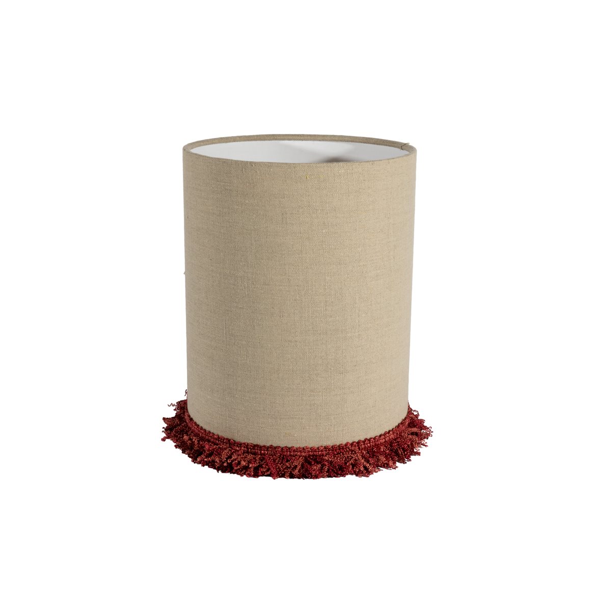 Alde & Lind Bordslampskärm Cylinder D21,5 lin frans vinröd | Lampskärmar - Lampskärm bordslampor | Lampspecialisterna