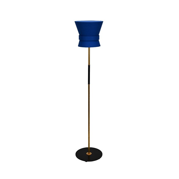 Golvlampa Bow Rå mässing - Small Midnight Blue