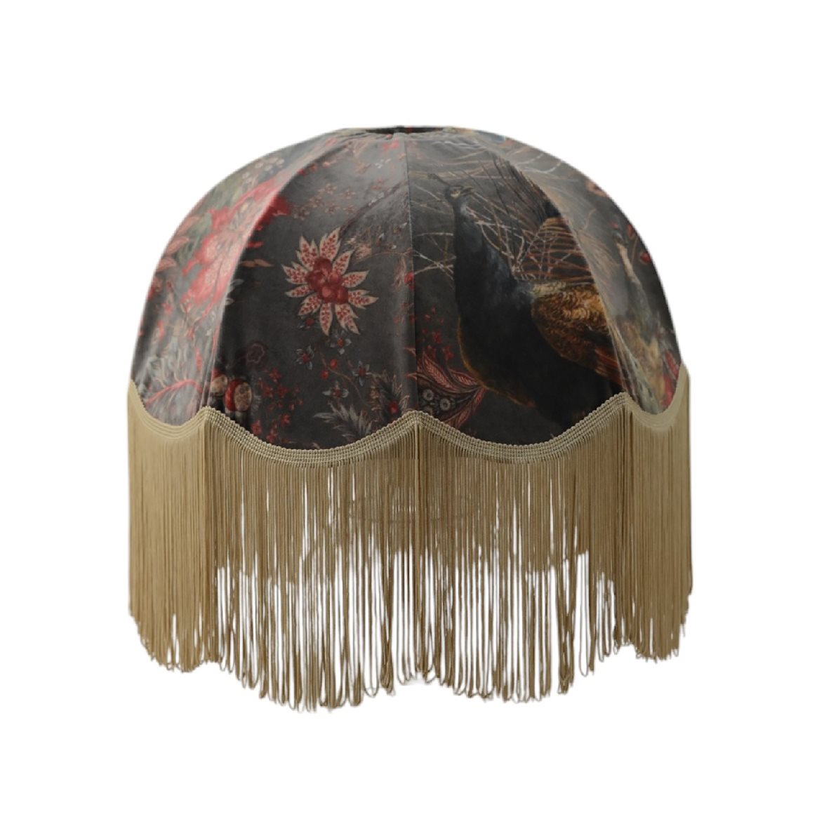 Hallbergs Belysning Peacock Lampsk&auml;rm med guldfrans 35 cm