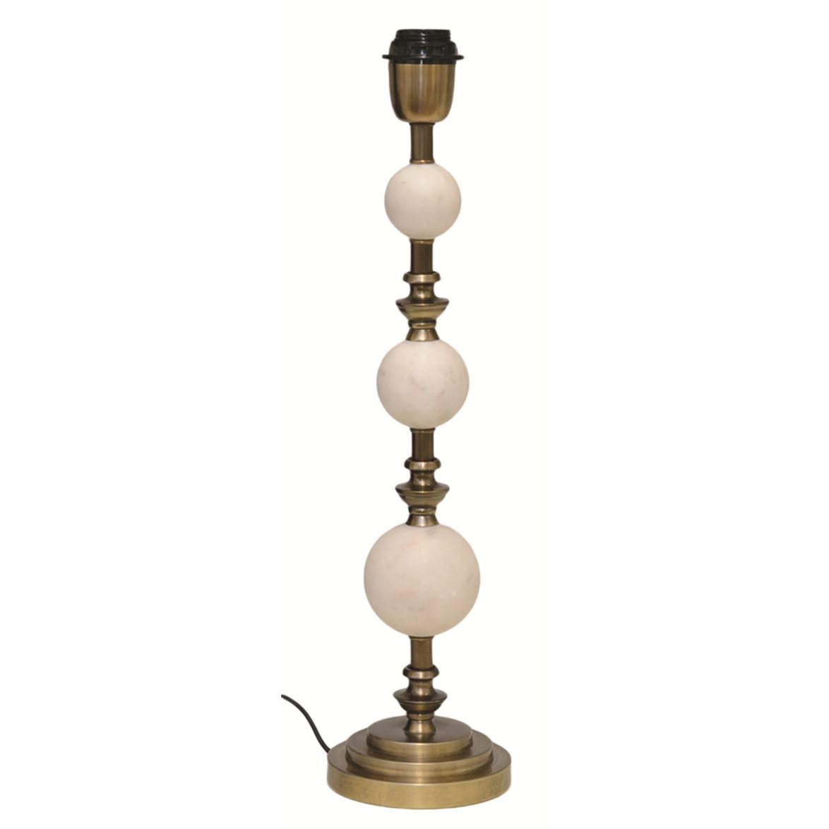 Hallbergs Belysning Verona Lampfot Vit marmor/antik mässing 13cm | Inomhusbelysning - Bordslampor - Lampfötter | Lampspecialisterna