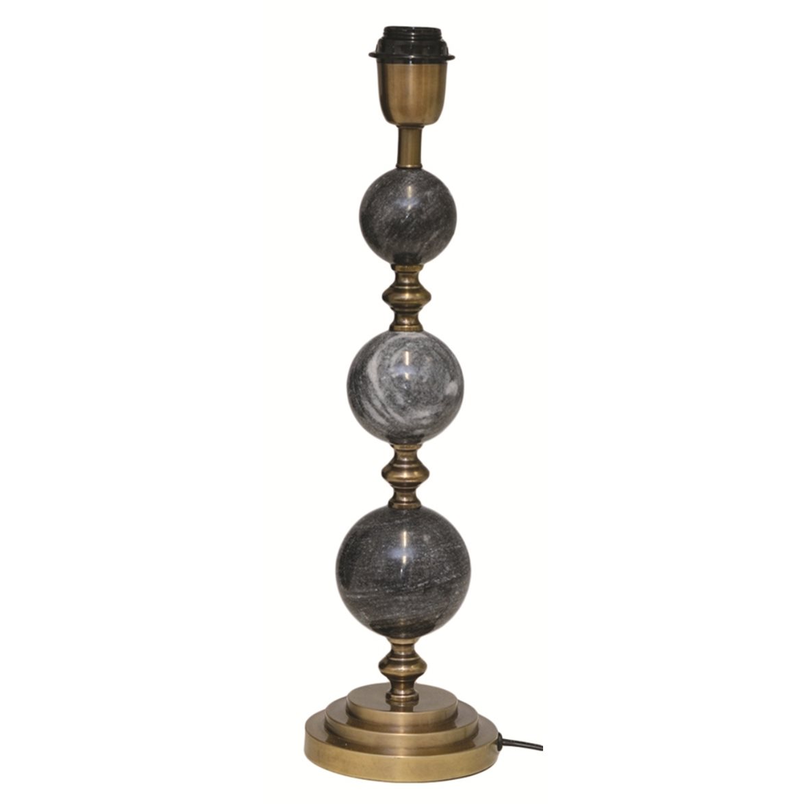 Hallbergs Belysning Verona Lampfot Svart marmor/antik mässin 13cm | Inomhusbelysning - Bordslampor - Lampfötter | Lampspecialisterna