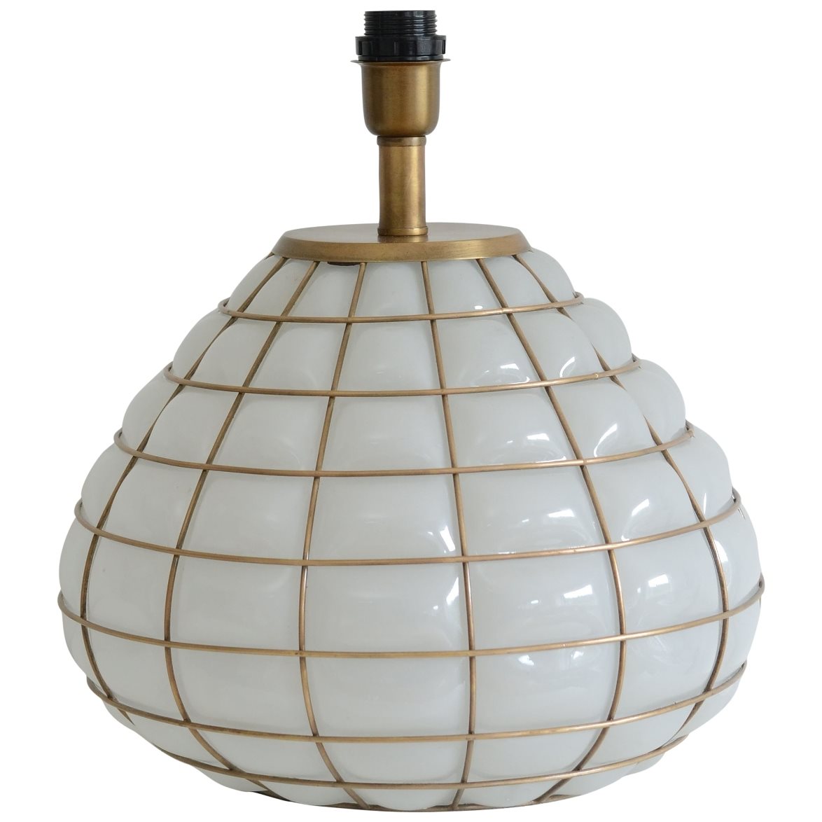 Hallbergs Belysning Gloria Lampfot Vitt glas / M&auml;ssing 38cm