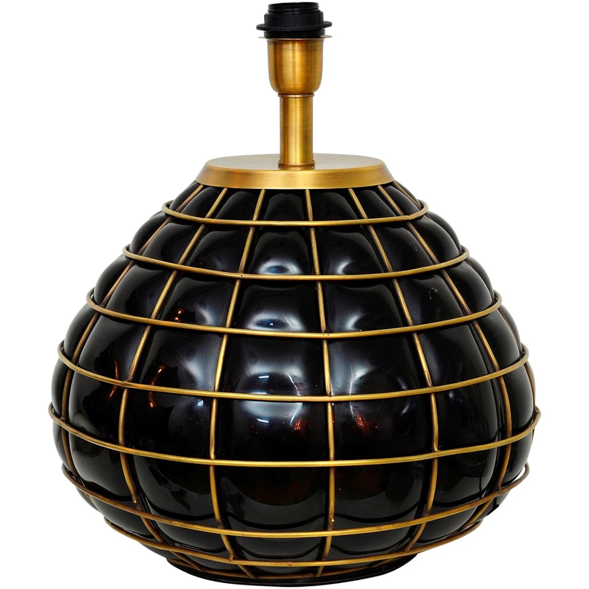 Hallbergs Belysning Gloria Lampfot Svart glas / M&auml;ssing 38cm