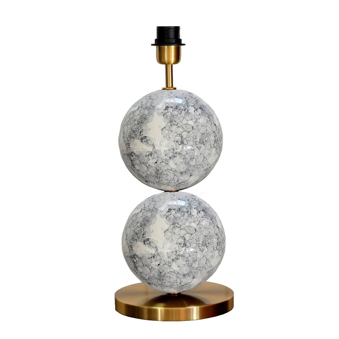 Hallbergs Belysning Bertone Lampfot Vit marmor/mässing 20cm | Inomhusbelysning - Bordslampor - Lampfötter | Lampspecialisterna