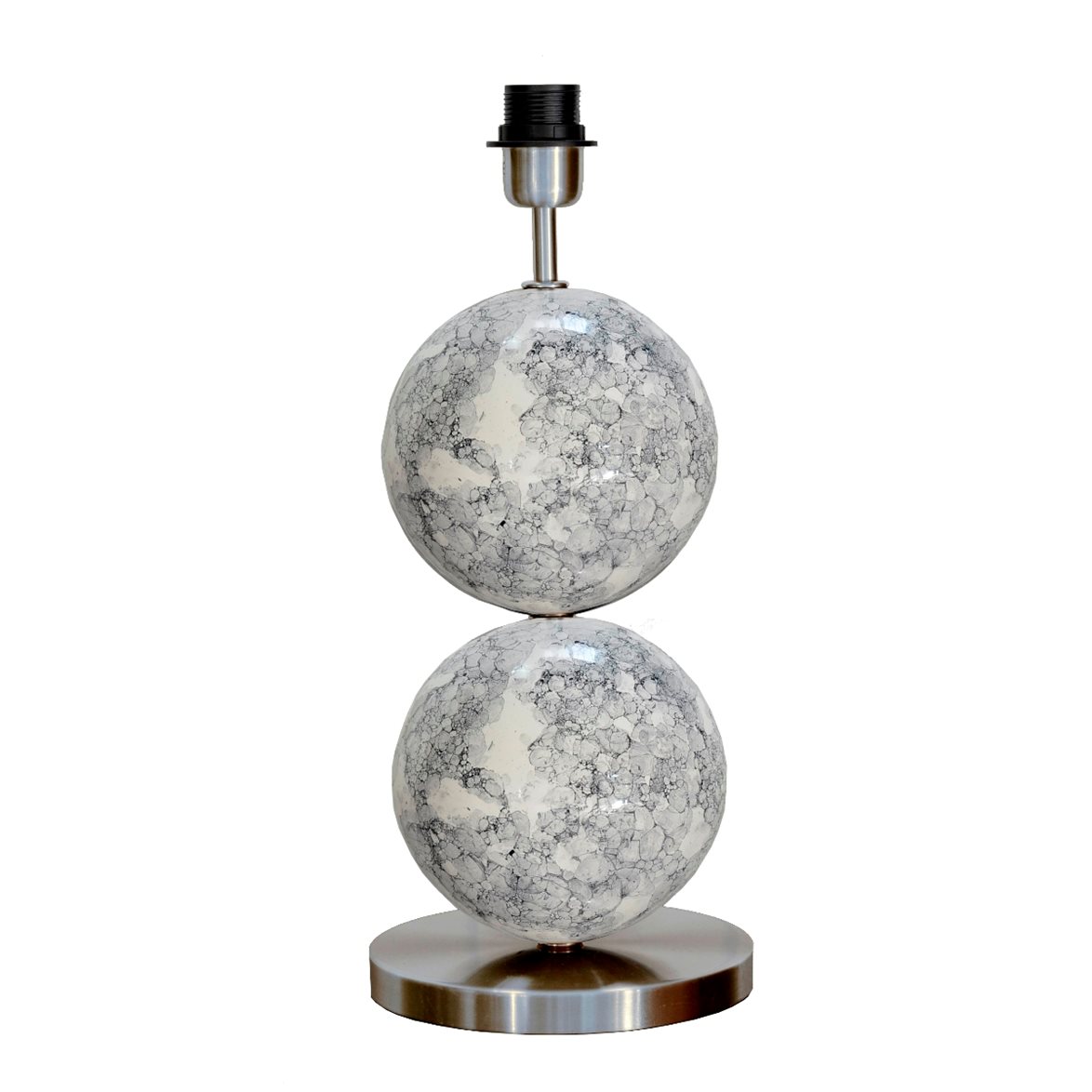 Hallbergs Belysning Bertone Lampfot Vit marmor/silver 20cm | Inomhusbelysning - Bordslampor - Lampfötter | Lampspecialisterna