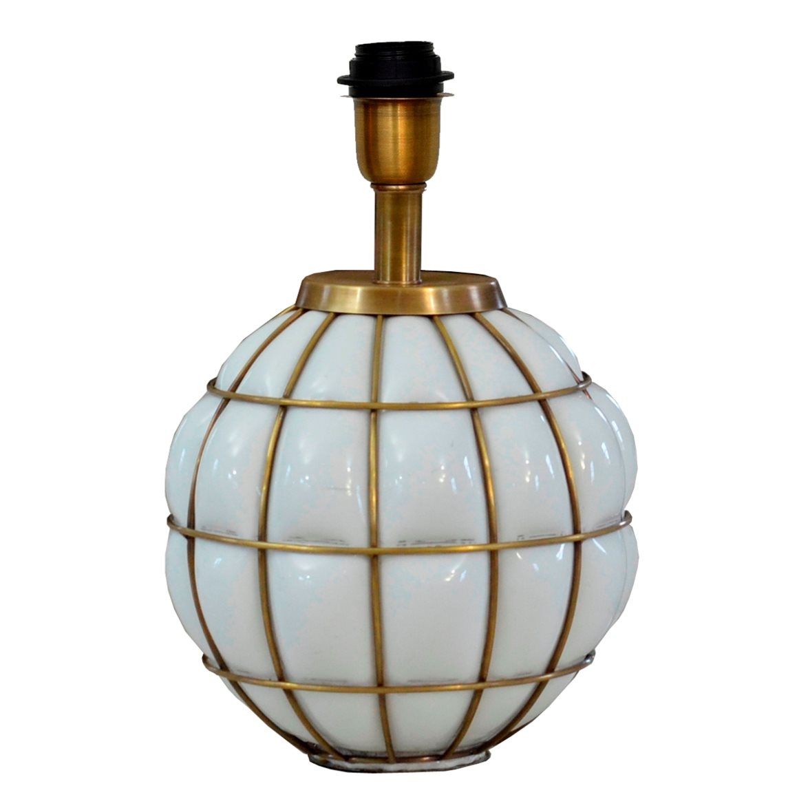 Hallbergs Belysning Grace Kelly Lampfot Vitt glas / M&auml;ssing 26cm
