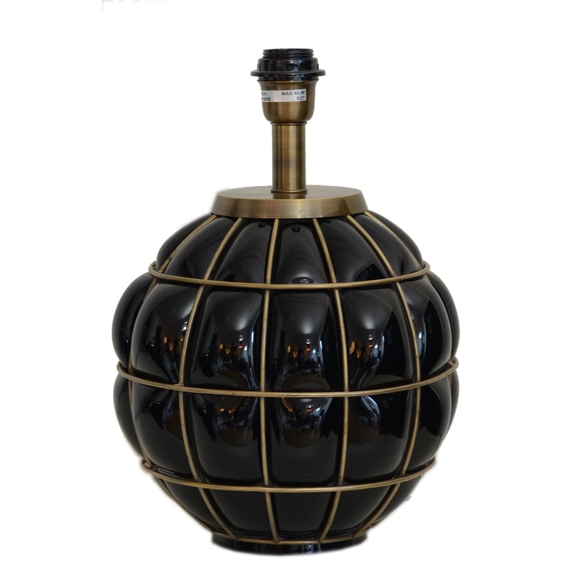 Hallbergs Belysning Grace Kelly Lampfot Svart glas / Mässing 26cm | Inomhusbelysning - Bordslampor - Lampfötter | Lampspecialisterna