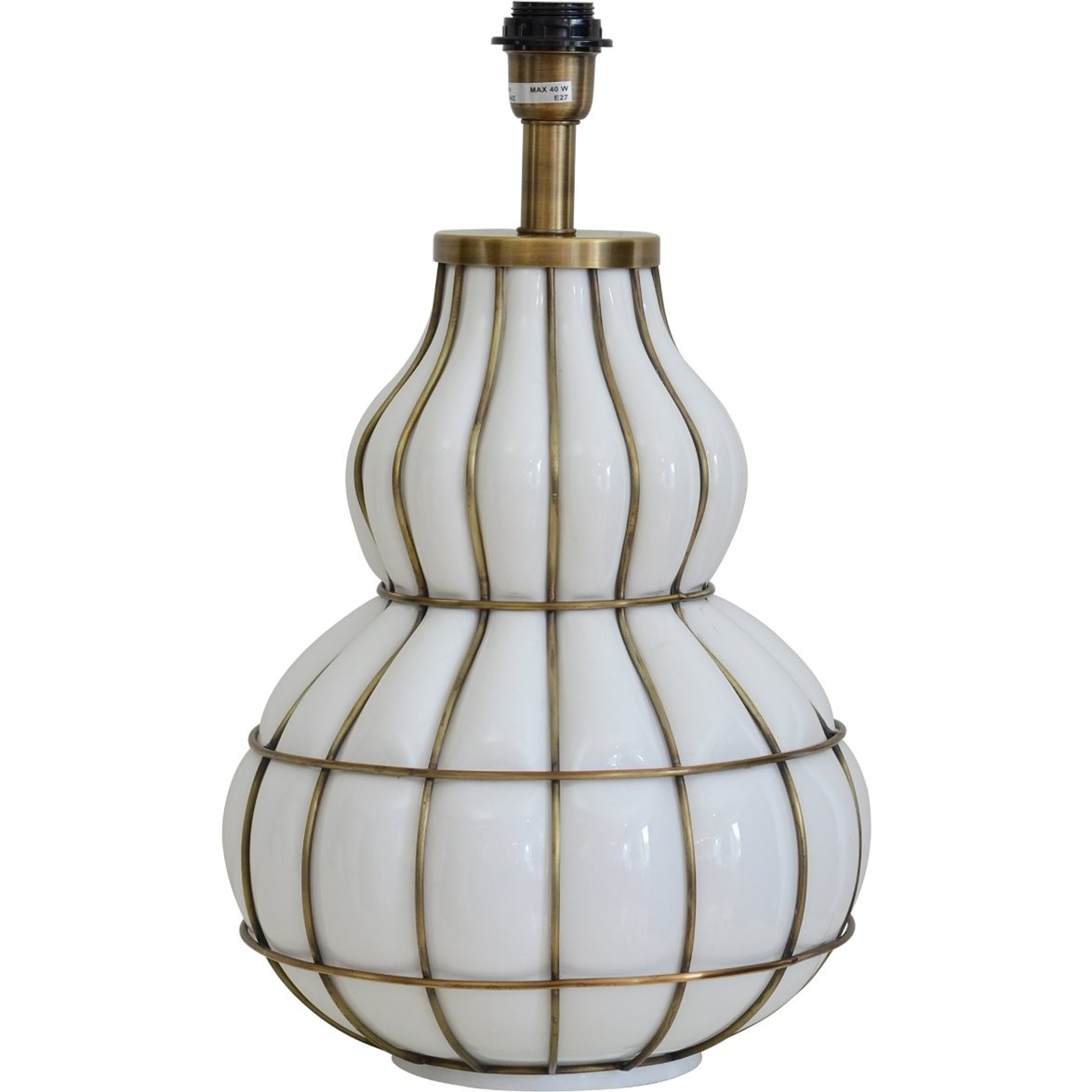 Hallbergs Belysning Beatrice Lampfot Vitt glas / M&auml;ssing 30cm