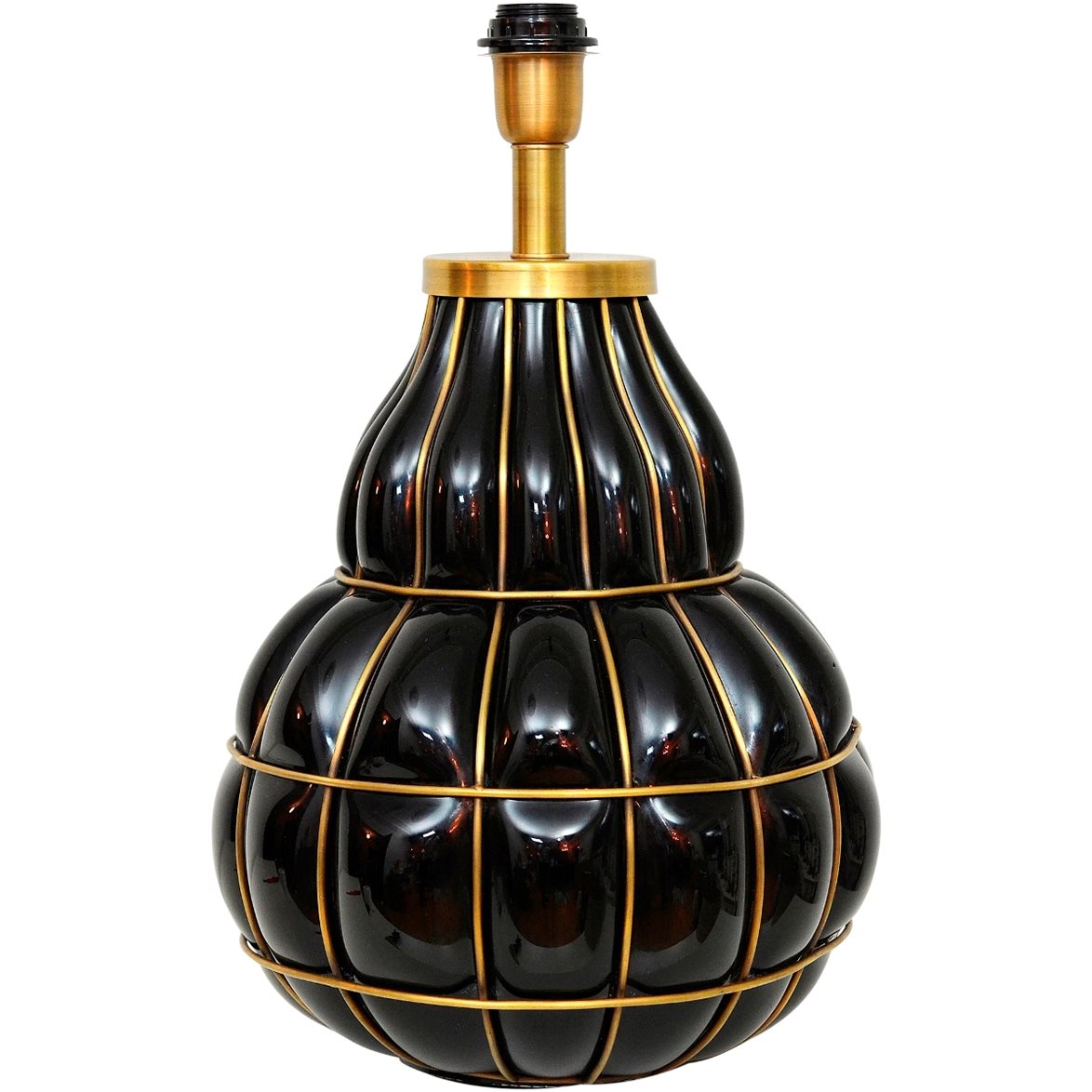 Hallbergs Belysning Beatrice Lampfot Svart glas / Mässing 30cm | Inomhusbelysning - Bordslampor - Lampfötter | Lampspecialisterna