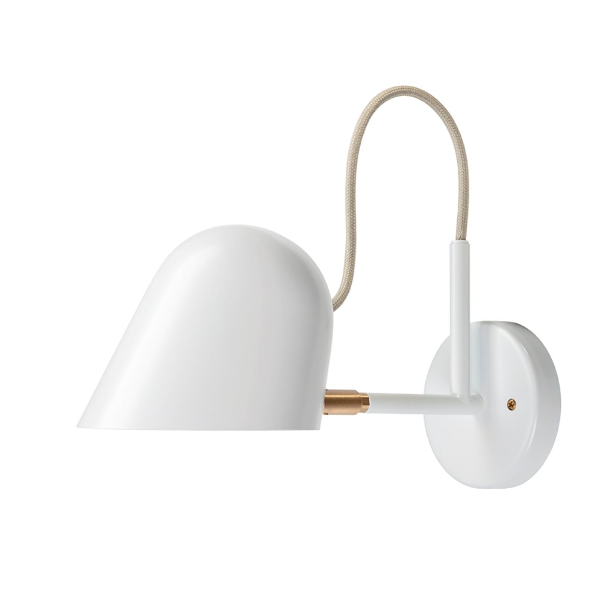 Örsjö Belysning Streck vägglampa med kopplingshus, Vit/mässing | Inomhusbelysning - Sovrumsbelysning - Sänglampor vägg | Lampspecialisterna