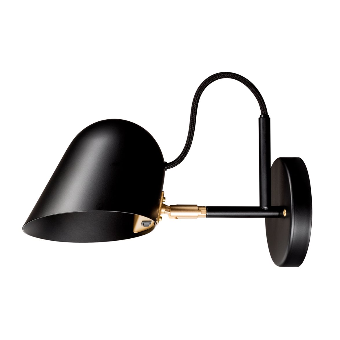 Örsjö Belysning Streck vägglampa med kopplingshus, Svart/mässing | Inomhusbelysning - Sovrumsbelysning - Sänglampor vägg | Lampspecialisterna