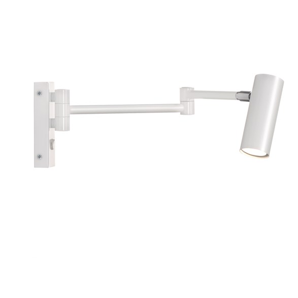 Puck vägglampa lång m. kabel, Vit
