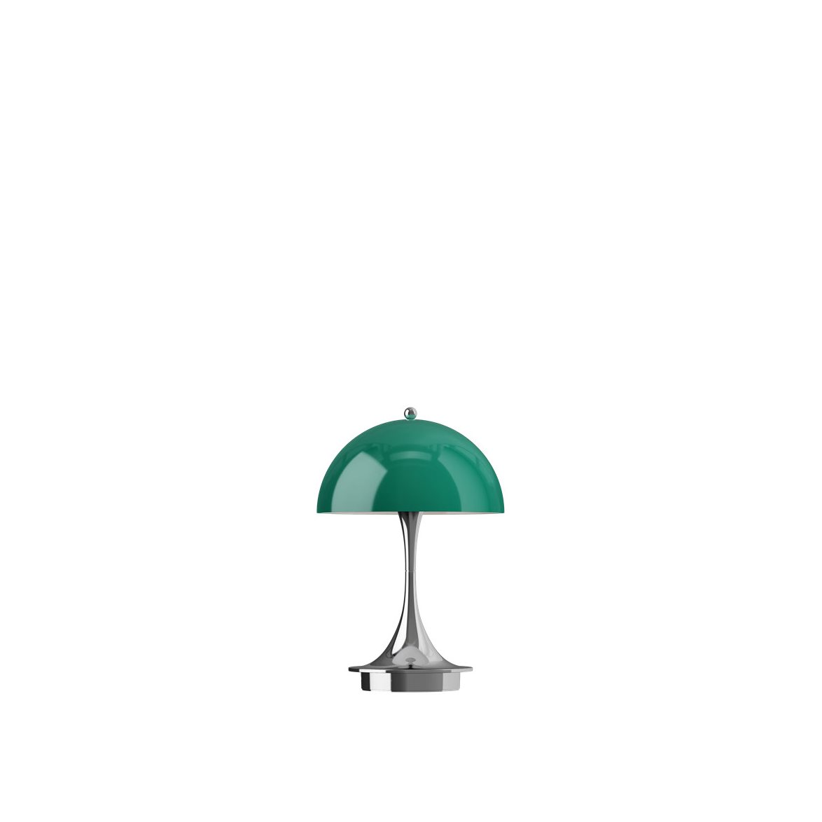 Louis Poulsen Panthella 160 Portabel bordslampa Chrome Opal Green V3 | Inomhusbelysning - Bordslampor - Bordslampor Interiör | Lampspecialisterna