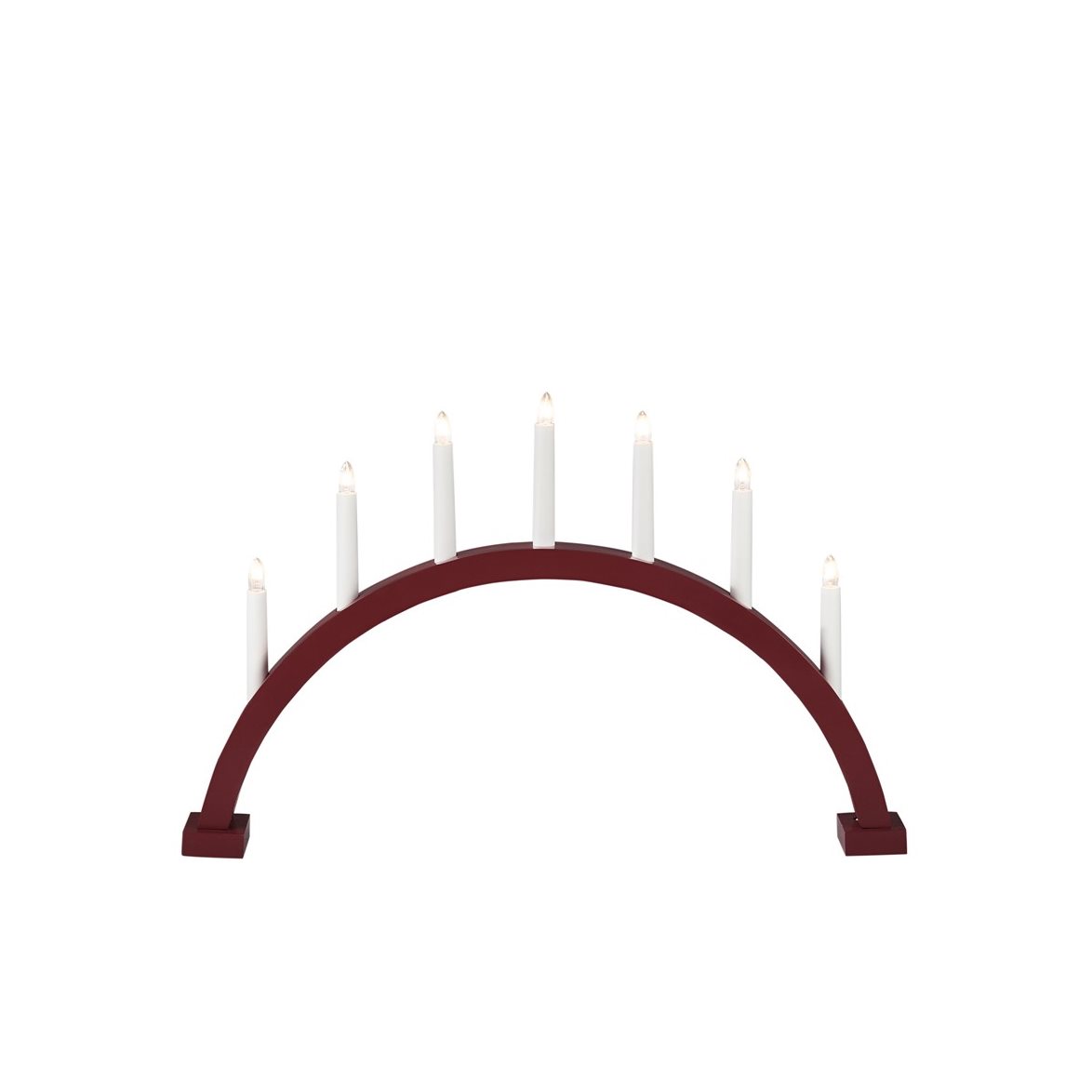 Konstsmide Elljusstake båge 7 ljus trä matt mörkröd | Övrigt - Julbelysning - Adventsljusstakar | Lampspecialisterna