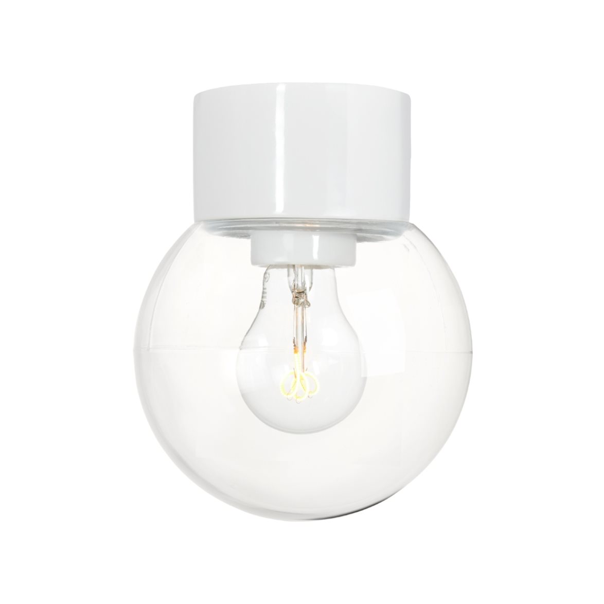 IFÖ Electric Plafond/vägg Classic Glob klarglas Ø150 rak vit | Badrumsbelysning - Taklampor badrum | Lampspecialisterna