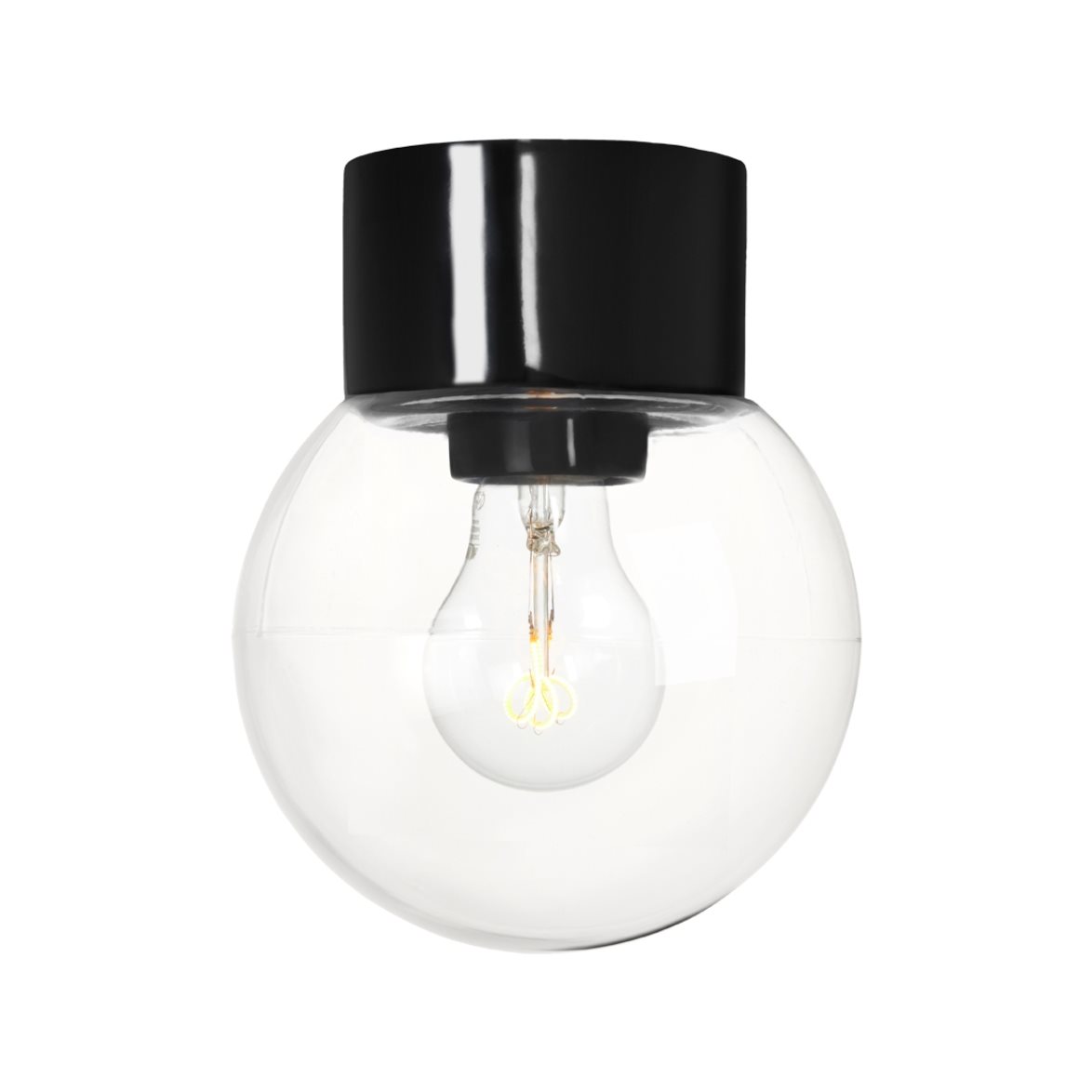 IFÖ Electric Plafond/vägg Classic Glob klarglas Ø150 rak svart | Badrumsbelysning - Taklampor badrum | Lampspecialisterna