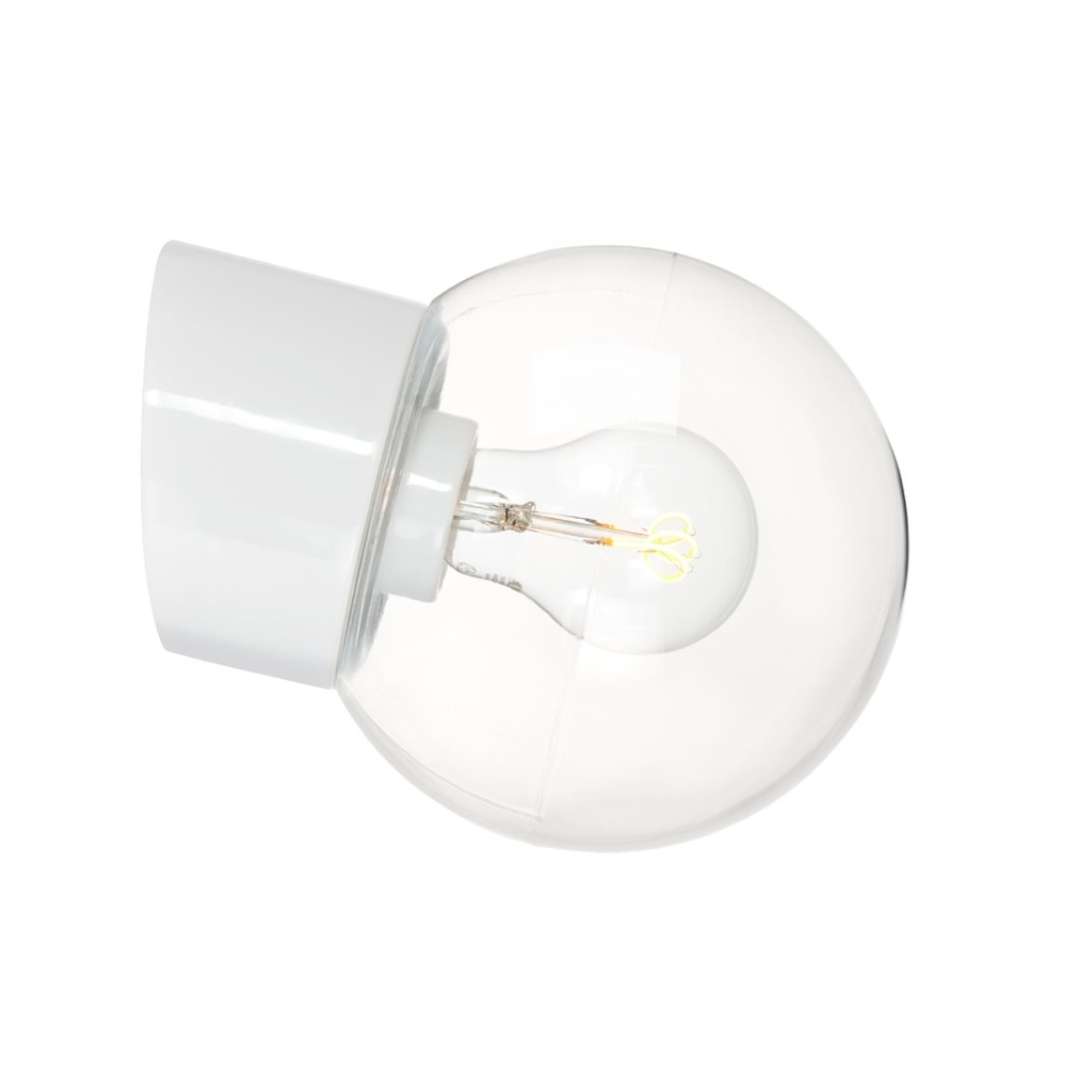 IFÖ Electric Vägglampa Classic Glob klarglas Ø150 sned vit | Badrumsbelysning - Vägglampor badrum | Lampspecialisterna