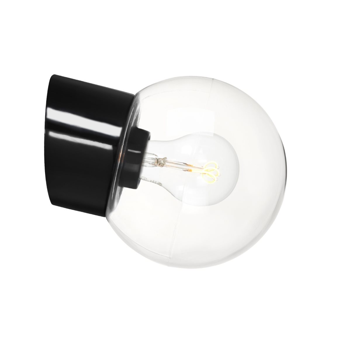 IFÖ Electric Vägglampa Classic Glob klarglas Ø150 sned svart | Badrumsbelysning - Vägglampor badrum | Lampspecialisterna