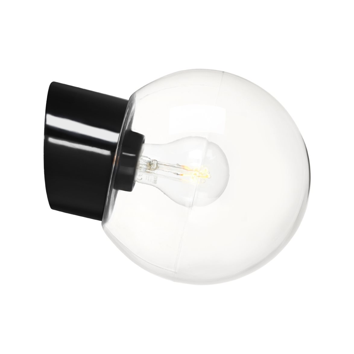 IFÖ Electric Vägglampa Classic Glob klarglas Ø180 sned svart | Badrumsbelysning - Vägglampor badrum | Lampspecialisterna